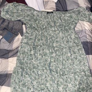 Off the shoulder green floral dress